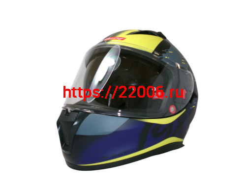 Шлем TVS RACING (Индия) STREET D/V DULL BLACK M.BLUE размер XXL, + пинлок в комплекте, очки