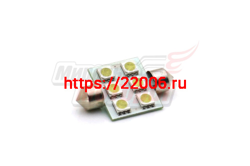 Лампа 12 В T11х36, 6 светодиодов 5050SMD, двухцокольная, подсветки, белая