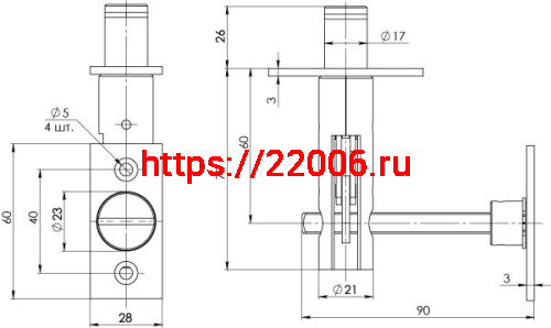 Задвижка Fuaro (Фуаро) торцевая TDB-PRO/860SET CP (TDB 860-24) CP (хром) 60мм 8шт./упак. фото 2