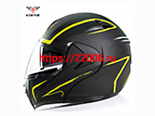 Мотошлем VIRTUE MD-808 трансформер с визором черно-салатовый матовый (M)