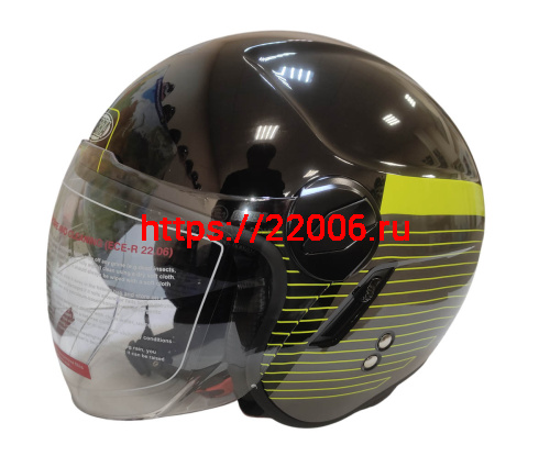 Шлем открытый COBRA EC H595, серый титан, синий, очки, размер L