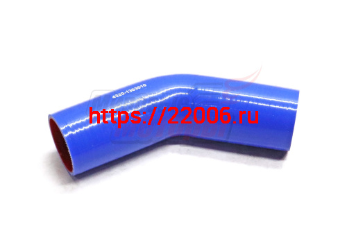 Патрубок радиатора верхний УРАЛ силикон.,синий,армир. L295мм,d60мм. (HH067)