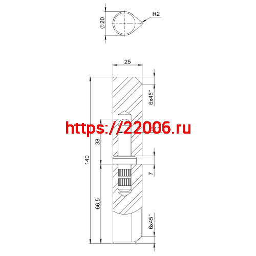 Петля приварная D20x140S B2B (с фаской)