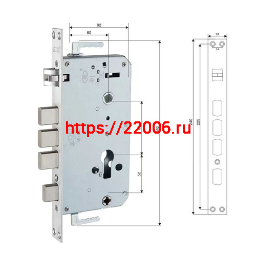 Врезная часть для электронного замка Moorgen T3, Х5 (3 ригеля) Врезная часть для электронного замка Moorgen T3, Х5 (3 ригеля)