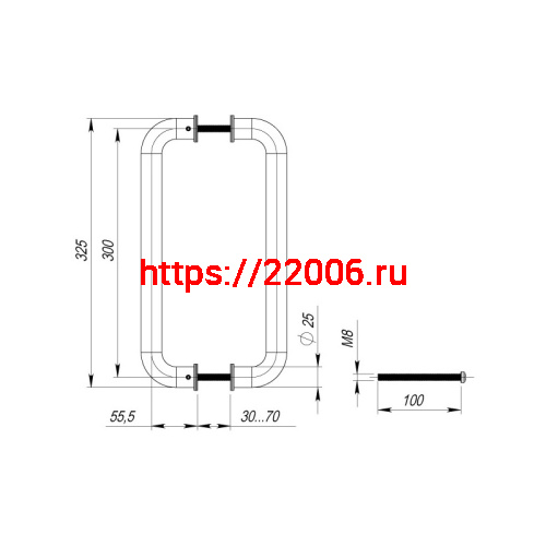 Ручка-скоба Fuaro (Фуаро) PULL.PH25/300.21 INOX 304 (PH-21-25/300-INOX) фото 3