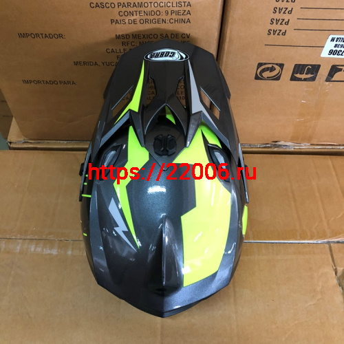 Шлем кроссовый COBRA JK801, №3 серый - лайм, размеры L фото 4