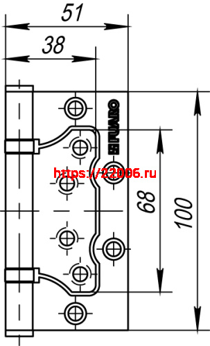 Петля Fuaro (Фуаро) универсальная без врезки IN4500W PB (500-2BB 100x2,5) латунь фото 3