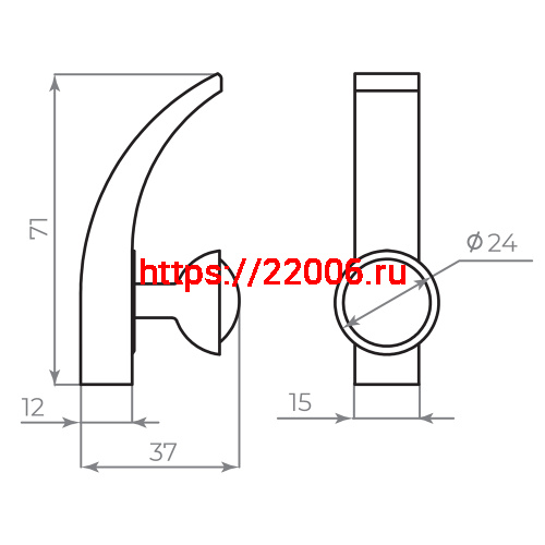 Крючок Ajax (Аякс) настенный MB-LM/K-004 CP хром фото 7