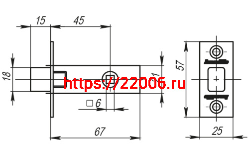 Задвижка Armadillo (Армадилло) врезная METDB920-45-25 (DB 920-45-25) CP Хром SKIN фото 2