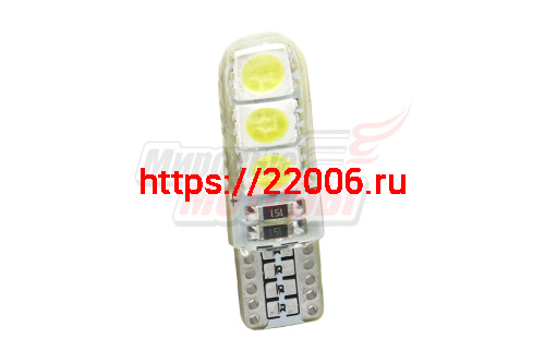 Лампа 12 В T10, 6 светодиодов SMD 5050 Crystal White
