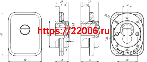 Броненакладка Armadillo (Армадилло) на ЦМ квадрат (от вырывания, 25 мм) ET/ATC-Protector 1-25(SQ) CP-8 Хром box фото 4
