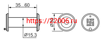 VIEWER Fuaro (Фуаро) 1 DVZ 35x60/16 (оптика пластик, угол обзора 180) GP Золото фото 2 VIEWER Fuaro (Фуаро) 1 DVZ 35x60/16 (оптика пластик, угол обзора 180) GP Золото фото 2