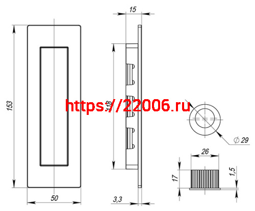 Ручка Armadillo (Армадилло) для раздвижных дверей SH.URB153.010 (SH010 URB) BL-26 черный фото 3