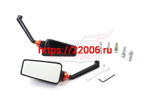 Зеркала (136) ЭКСКЛЮЗИВ трапециедальные, с переходниками d8,d10 (+переходник под левую резьбу, спец.ключ)