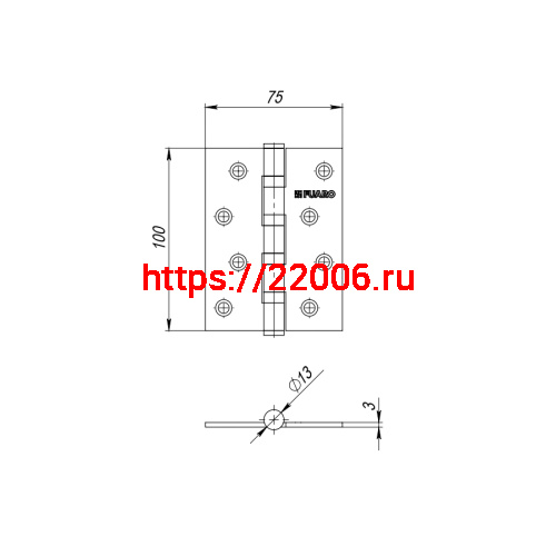Петля Fuaro (Фуаро) универсальная HEAVY IN4400U GR (графит) 100х75х3 мм фото 3 Петля Fuaro (Фуаро) универсальная HEAVY IN4400U GR (графит) 100х75х3 мм фото 3