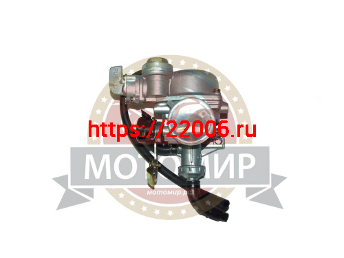 Карбюратор PZ19 50-125 см3 (с бензокраном) флажок под трос со стороны крана (справа) (d18мм D32мм)