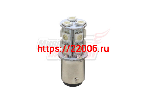Лампа 12 В BA15D, 13 светодиодов 5050SMD, красная