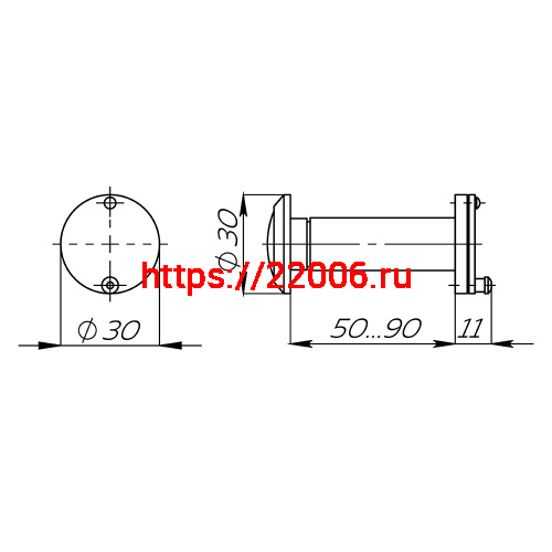 Глазок Fuaro (Фуаро) дверной противопожарный FP.DVG 3/90-50/S (VIEWER 3 DVSG 50x90/16) BL-24 черный фото 2