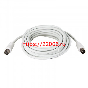 Шнур ТВ гнездо - ТВ штекер, длина 10 метров, белый Rexant Шнур ТВ гнездо - ТВ штекер, длина 10 метров, белый Rexant