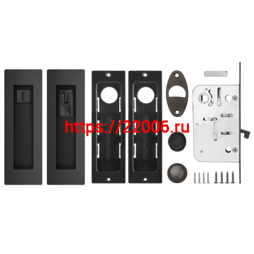 Защелка Armadillo (Армадилло) с ручками для раздвижных дверей SH.URB153.KIT011-BK (SH011 URB) BPVD-77 вороненый никель фото 2