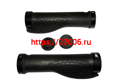 Грипсы для велосипеда 130мм, резина, анатомические, с алюминиевыми зажимами/ручки на руль, черные фото 3