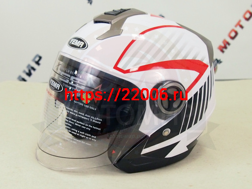 Шлем открытый YM-623 "YAMAPA", бело-красный, р-р S (с АНТИкр, нутр солнцезащитн очки, прозр. визор,) Шлем открытый YM-623 "YAMAPA", бело-красный, р-р S (с АНТИкр, нутр солнцезащитн очки, прозр. визор,)