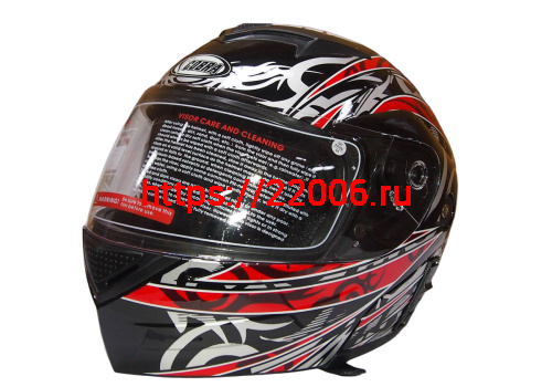 Шлем модуляр COBRA JK111, черный с красным графика(9), с очками, размеры L Шлем модуляр COBRA JK111, черный с красным графика(9), с очками, размеры L