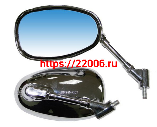 Зеркала заднего вида №17 пластик хром овал стойка с шарниром М8 Зеркала заднего вида №17 пластик хром овал стойка с шарниром М8