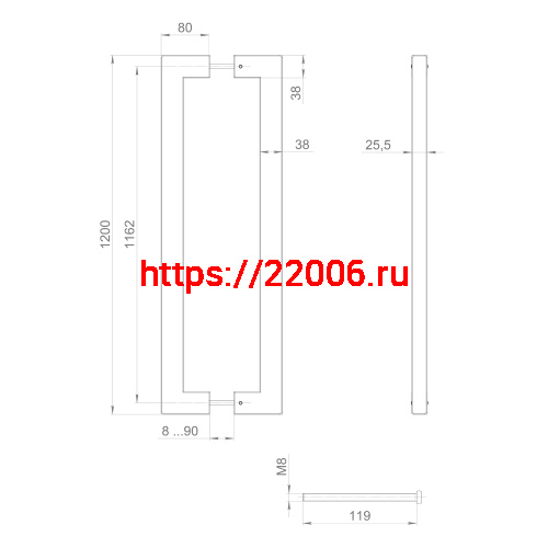 Ручка-скоба Fuaro (Фуаро) PULL.PH38/1200.26 INOX 304 (PH-26-38/1200-INOX) BLACK фото 3