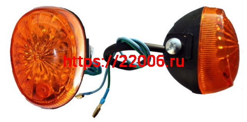 Указатель поворота №13 оранжевое стекло, овальный черный (2 штуки в комплекте) В-09 Указатель поворота №13 оранжевое стекло, овальный черный (2 штуки в комплекте) В-09