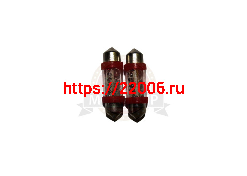 Лампа светодиодная (LED) 12V T11*36 (SV8,5) C5W 3SMD красная фото 2 Лампа светодиодная (LED) 12V T11*36 (SV8,5) C5W 3SMD красная фото 2