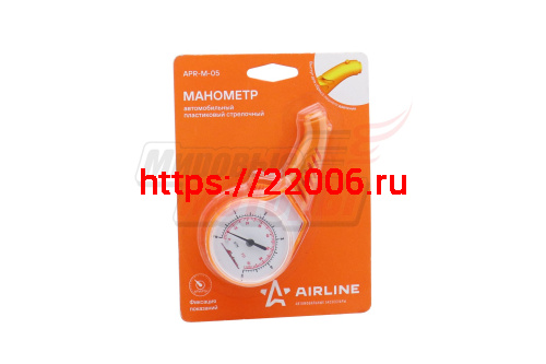 Манометр шинный стрелочный AIRLINE (до 5 атм.) в пласт. корпусе (APR-M-05)