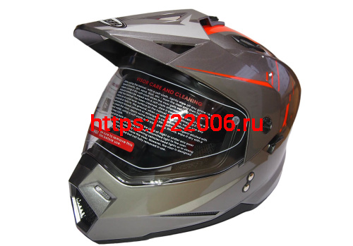 Шлем туринг (кросс со стеклом и очками) COBRA JK802, серо-оранжевый, размеры M Шлем туринг (кросс со стеклом и очками) COBRA JK802, серо-оранжевый, размеры M