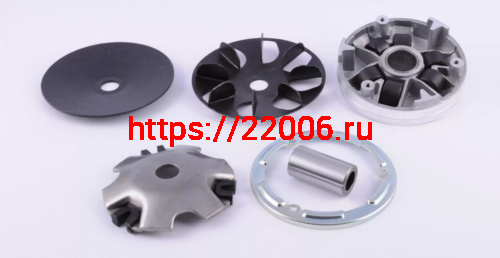 Вариатор Suzuki Lets в сборе (ролики, палец) Вариатор Suzuki Lets в сборе (ролики, палец)