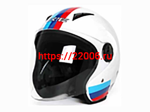 Мотошлем VIRTUE MD-207 открытый белый с цветными полосками (M)
