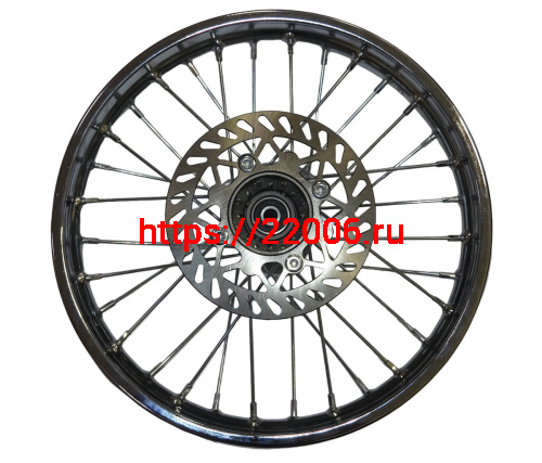 Обод 16" задний спицы, диск. тормоз  (ПИТ-БАЙК), в сборе, ось D12 мм (диск+звезда) фото 2
