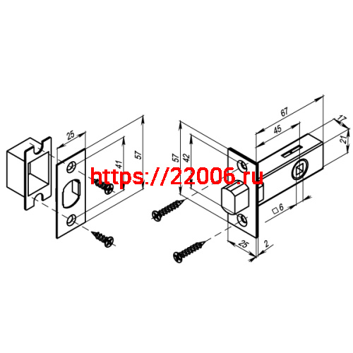 Задвижка Punto (Пунто) врезная METDB-45 (DB-45) SN мат. никель фото 2