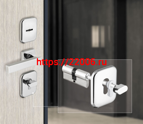 Декоративная Armadillo (Армадилло) Квадратная накладка на цилиндр ET-DEC SQ (ATC Protector 1) CP-8 Хром фото 5