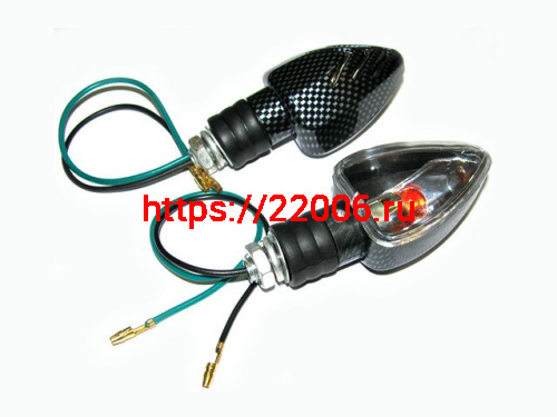 Указатель поворота №12 белое стекло, карбон, лепесток Скутер LT- 012 Указатель поворота №12 белое стекло, карбон, лепесток Скутер LT- 012