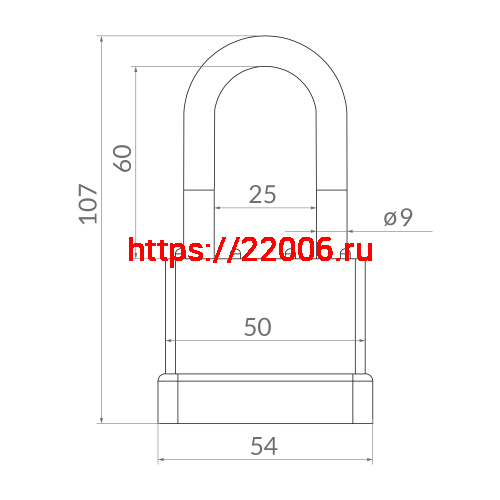 Замок Punto (Пунто) навесной PK-6550L 3 key англ. длиная дужка фото 4