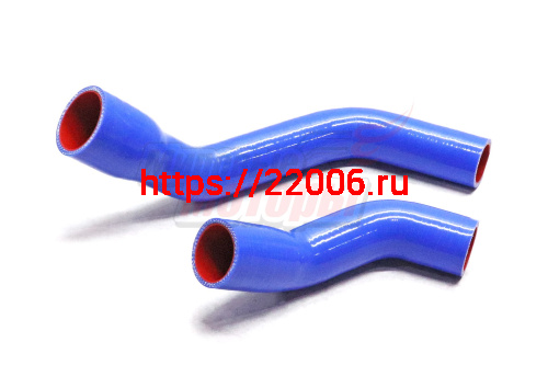 Патрубки радиатора ГАЗель Бизнес силикон.,синие,армир.,комп.2 шт. L430/255мм,d40/38.50/38мм(HH002-2)