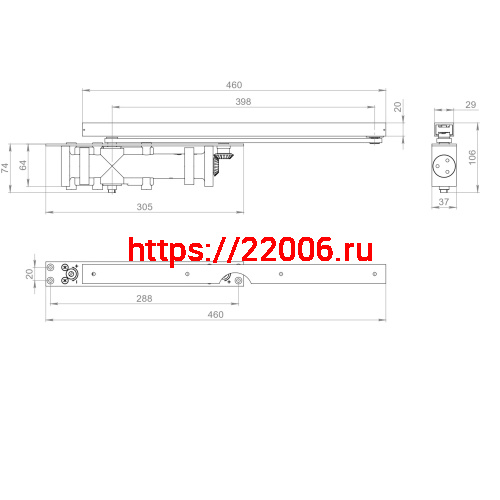 Доводчик дверной Fuaro (Фуаро) скрытой установки DCH2-06 Hold Open (25-120 кг) AL до 120 кг (алюминий) фото 2 Доводчик дверной Fuaro (Фуаро) скрытой установки DCH2-06 Hold Open (25-120 кг) AL до 120 кг (алюминий) фото 2