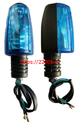 Указатель поворота №23 синее стекло, черный квадратный, большой Указатель поворота №23 синее стекло, черный квадратный, большой