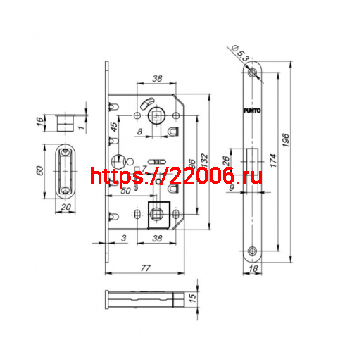 Защелка Punto (Пунто) врезная магнитная ML96WC-50/IND SN-мат.никель, тех.уп. (кратно коробке 30 шт) фото 3 Защелка Punto (Пунто) врезная магнитная ML96WC-50/IND SN-мат.никель, тех.уп. (кратно коробке 30 шт) фото 3