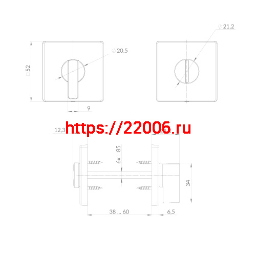 Ручка Punto (Пунто) поворотная BK6.K.EST.Q52.JOY BL-24 черный фото 3